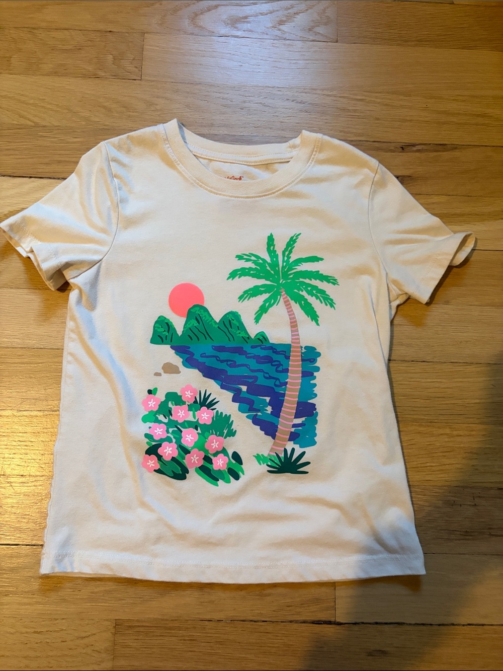 Kids Tropical Sunset Graphic Tee - Cream